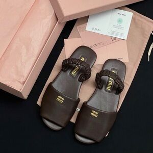 Miu Miu Chocolate Brown Leather Sandals